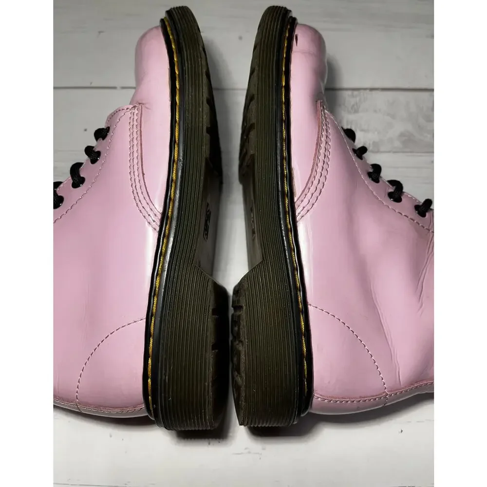 Dr. Martens 1460 J Boots Youth Size 2 Pink‎ Leather Lace Up Combat Shoes Zip
